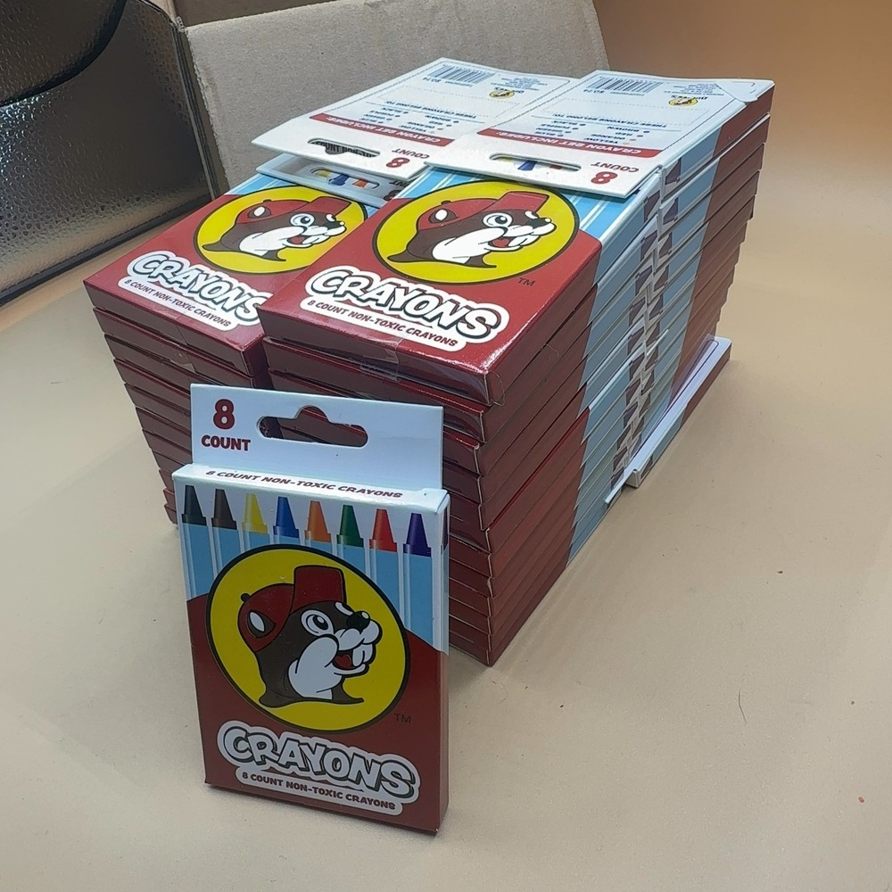 Buc-ee's Crayons 8 Count Non-Toxic Beaver Logo Lot of 48 Boxes